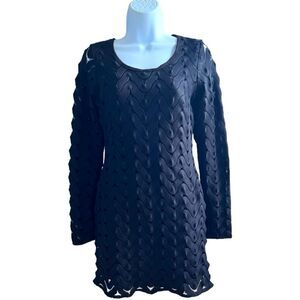 FREE PEOPLE Stretch Knit Long Sleeve Mini Dress Key Hole Back Size XS.